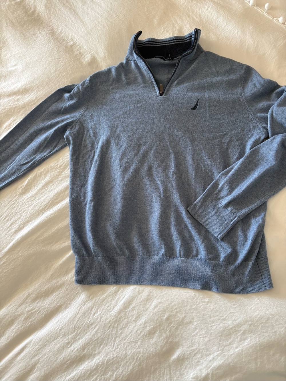 Nautica Men's Heather Blue Half-Zip Pullover Sweater